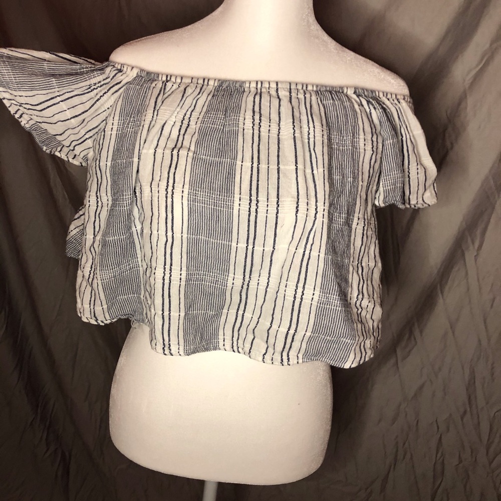 Off the shoulder striped crop top